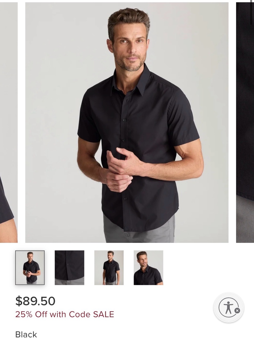 UNTUCKit Coufran Short Sleeve Button Up Shirt Black Tall Slim Large L